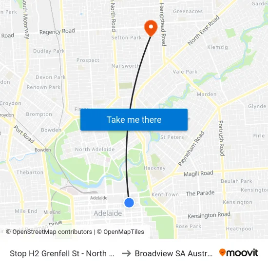 Stop H2 Grenfell St - North side to Broadview SA Australia map