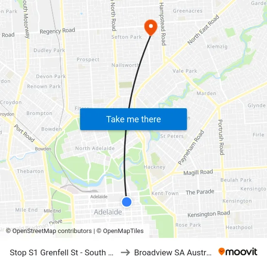 Stop S1 Grenfell St - South side to Broadview SA Australia map