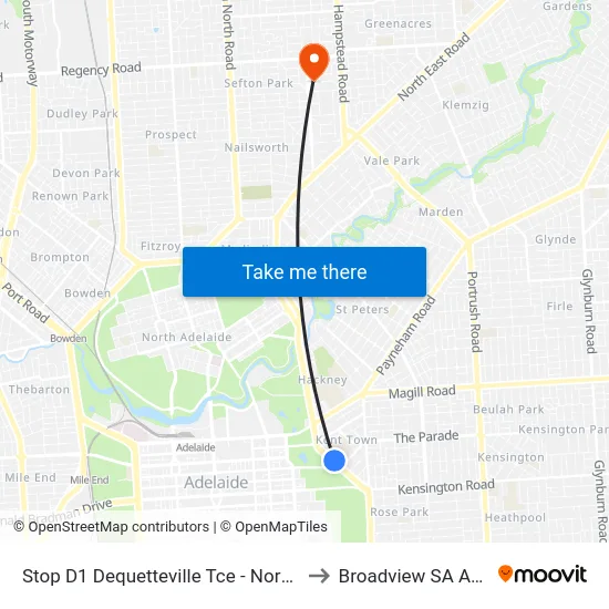 Stop D1 Dequetteville Tce - North East side to Broadview SA Australia map