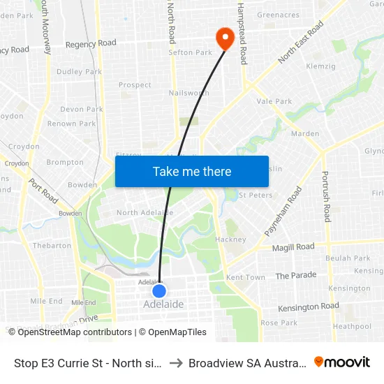 Stop E3 Currie St - North side to Broadview SA Australia map
