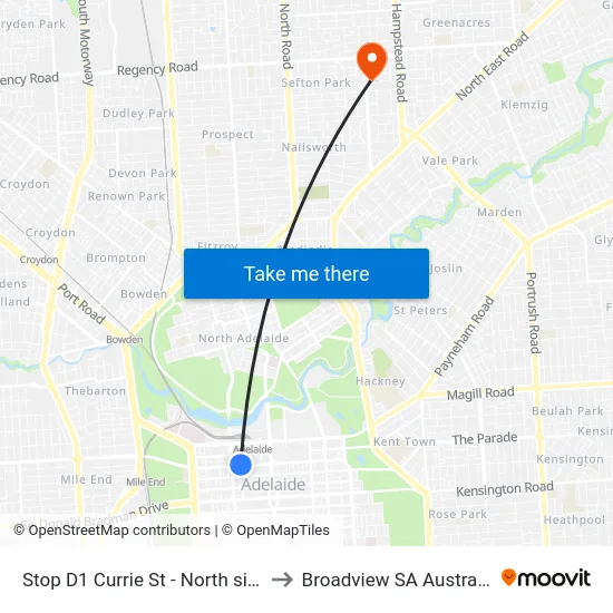 Stop D1 Currie St - North side to Broadview SA Australia map