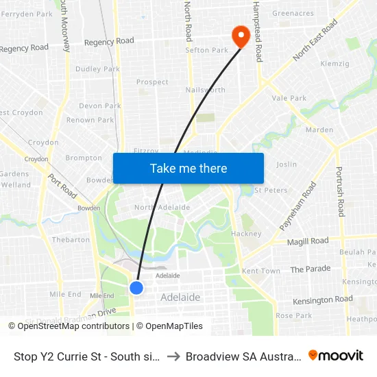 Stop Y2 Currie St - South side to Broadview SA Australia map