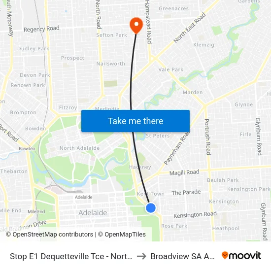 Stop E1 Dequetteville Tce - North East side to Broadview SA Australia map