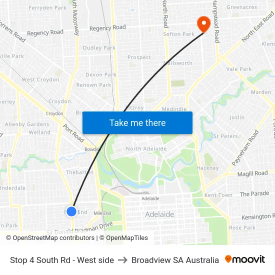Stop 4 South Rd - West side to Broadview SA Australia map