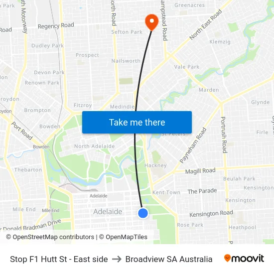 Stop F1 Hutt St - East side to Broadview SA Australia map