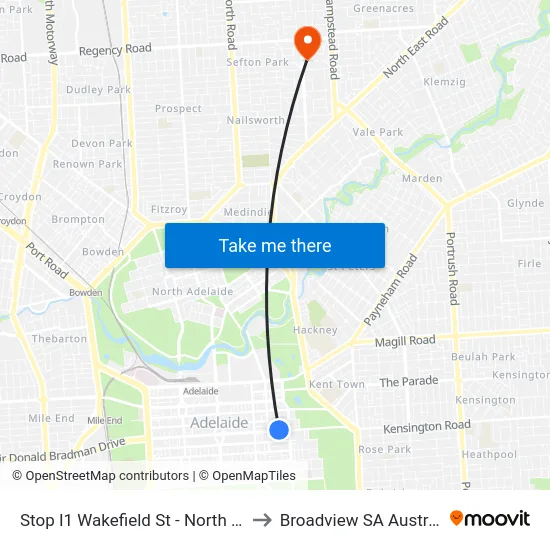 Stop I1 Wakefield St - North side to Broadview SA Australia map