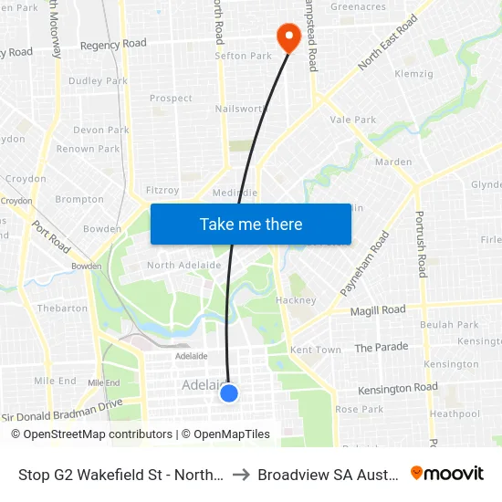 Stop G2 Wakefield St - North side to Broadview SA Australia map