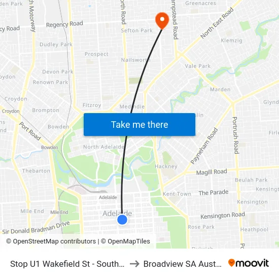 Stop U1 Wakefield St - South side to Broadview SA Australia map