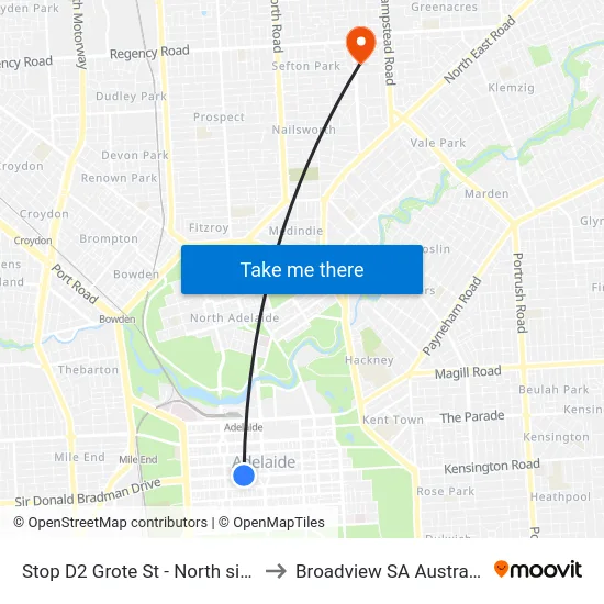 Stop D2 Grote St - North side to Broadview SA Australia map