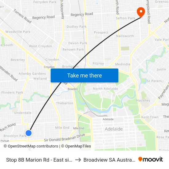 Stop 8B Marion Rd - East side to Broadview SA Australia map