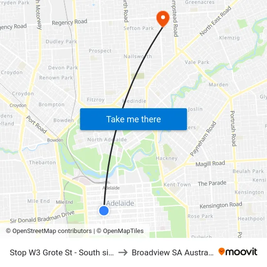 Stop W3 Grote St - South side to Broadview SA Australia map