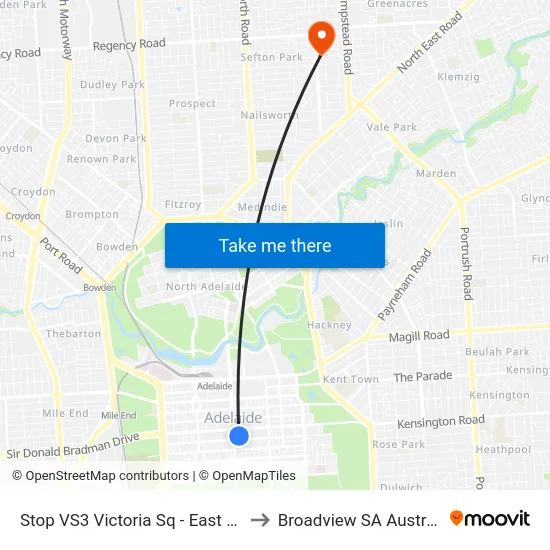 Stop VS3 Victoria Sq - East side to Broadview SA Australia map