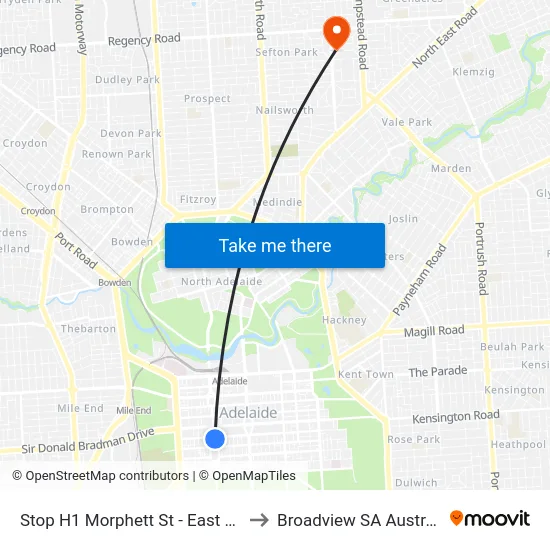 Stop H1 Morphett St - East side to Broadview SA Australia map