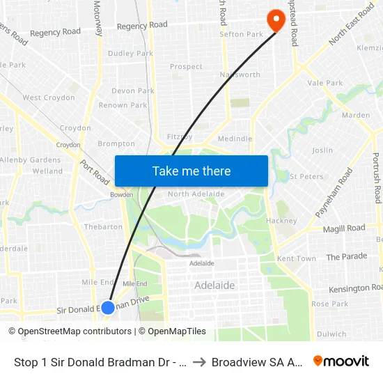 Stop 1 Sir Donald Bradman Dr - North side to Broadview SA Australia map