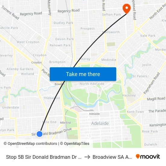 Stop 5B Sir Donald Bradman Dr - North side to Broadview SA Australia map