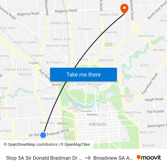 Stop 5A Sir Donald Bradman Dr - South side to Broadview SA Australia map