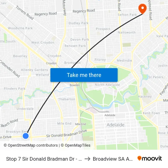 Stop 7 Sir Donald Bradman Dr - North side to Broadview SA Australia map