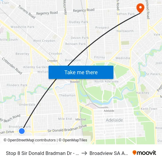 Stop 8 Sir Donald Bradman Dr - North side to Broadview SA Australia map