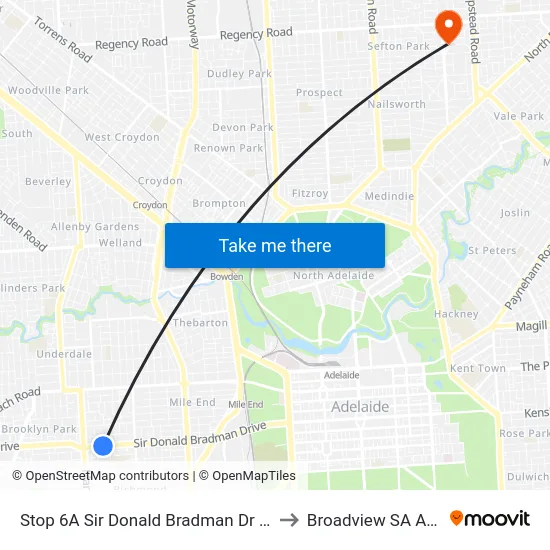 Stop 6A Sir Donald Bradman Dr - North side to Broadview SA Australia map