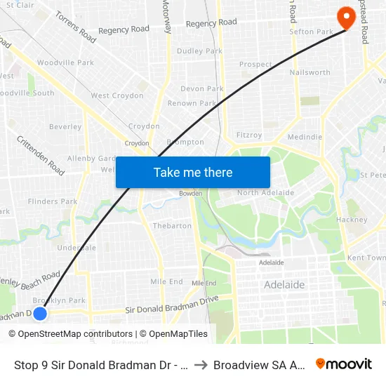 Stop 9 Sir Donald Bradman Dr - South side to Broadview SA Australia map