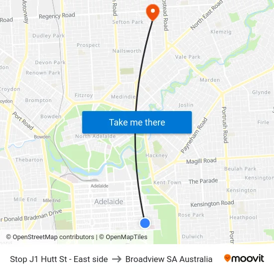 Stop J1 Hutt St - East side to Broadview SA Australia map