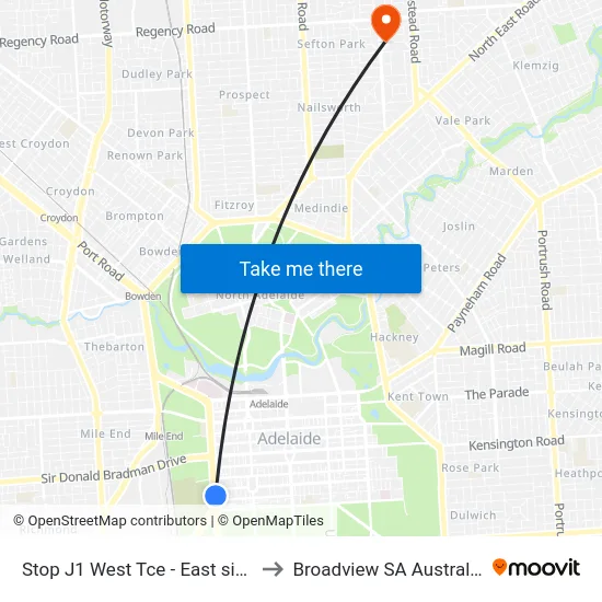 Stop J1 West Tce - East side to Broadview SA Australia map