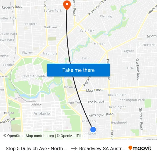 Stop 5 Dulwich Ave - North side to Broadview SA Australia map
