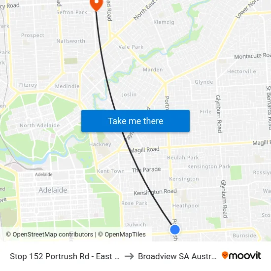 Stop 152 Portrush Rd - East side to Broadview SA Australia map