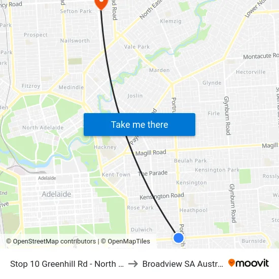 Stop 10 Greenhill Rd - North side to Broadview SA Australia map