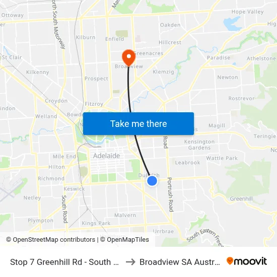 Stop 7 Greenhill Rd - South side to Broadview SA Australia map