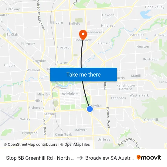 Stop 5B Greenhill Rd - North side to Broadview SA Australia map