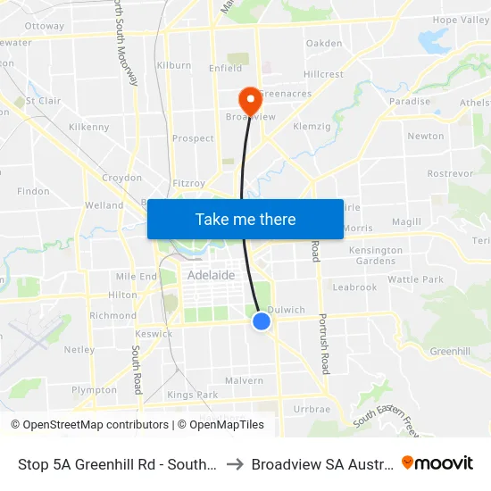 Stop 5A Greenhill Rd - South side to Broadview SA Australia map
