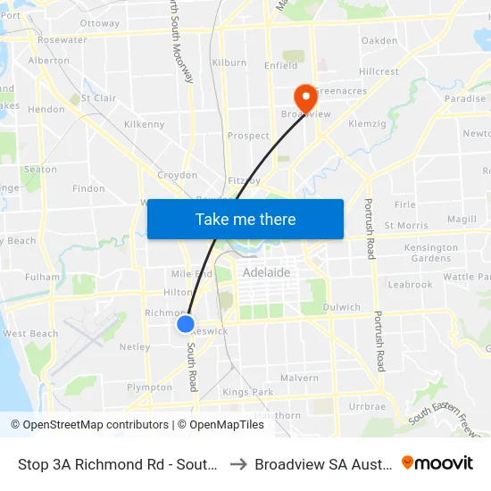 Stop 3A Richmond Rd - South side to Broadview SA Australia map