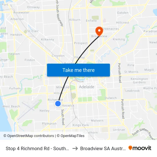 Stop 4 Richmond Rd - South side to Broadview SA Australia map