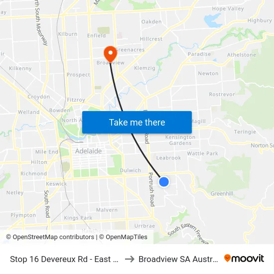 Stop 16 Devereux Rd - East side to Broadview SA Australia map