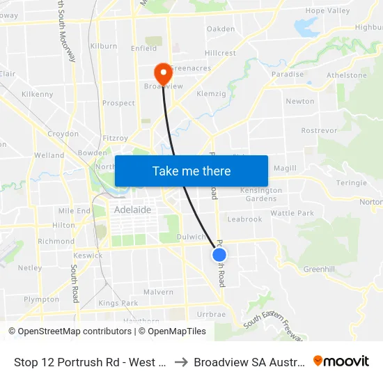 Stop 12 Portrush Rd - West side to Broadview SA Australia map