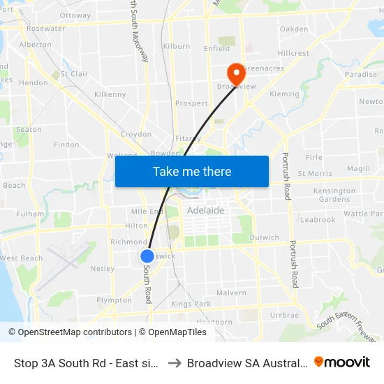 Stop 3A South Rd - East side to Broadview SA Australia map