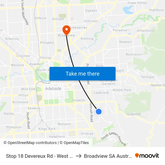 Stop 18 Devereux Rd - West side to Broadview SA Australia map