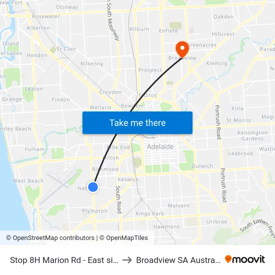 Stop 8H Marion Rd - East side to Broadview SA Australia map