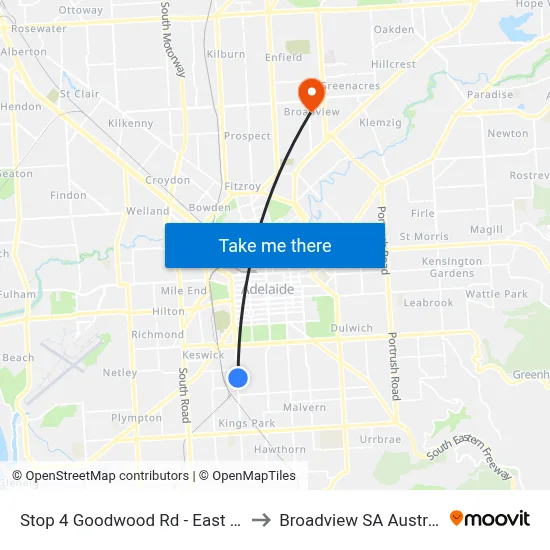 Stop 4 Goodwood Rd - East side to Broadview SA Australia map