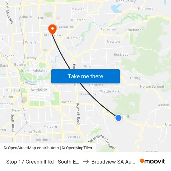 Stop 17 Greenhill Rd - South East side to Broadview SA Australia map