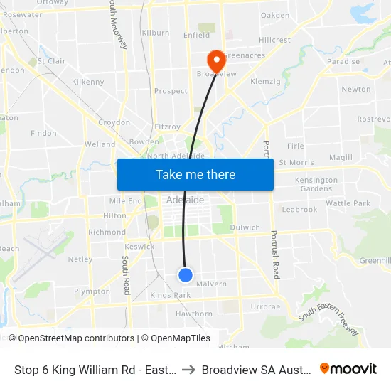 Stop 6 King William Rd - East side to Broadview SA Australia map