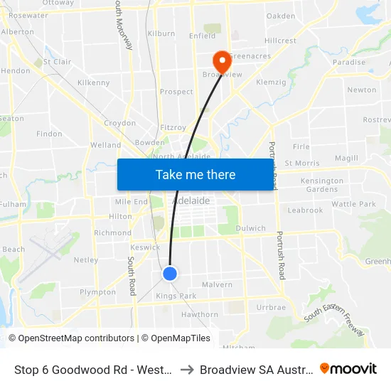 Stop 6 Goodwood Rd - West side to Broadview SA Australia map