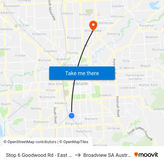 Stop 6 Goodwood Rd - East side to Broadview SA Australia map
