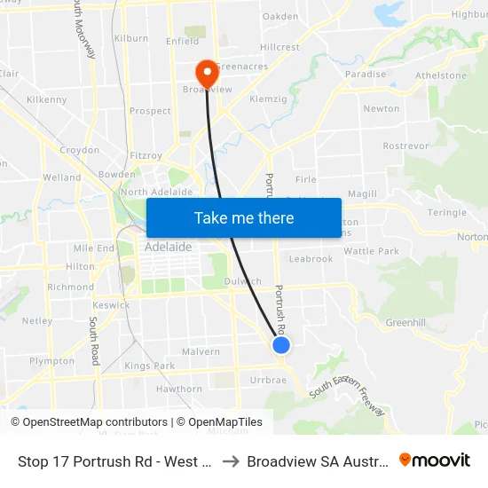 Stop 17 Portrush Rd - West side to Broadview SA Australia map