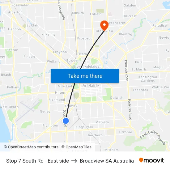 Stop 7 South Rd - East side to Broadview SA Australia map