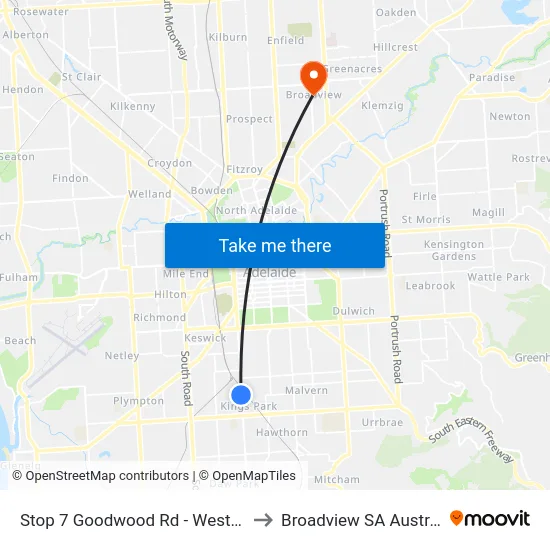 Stop 7 Goodwood Rd - West side to Broadview SA Australia map