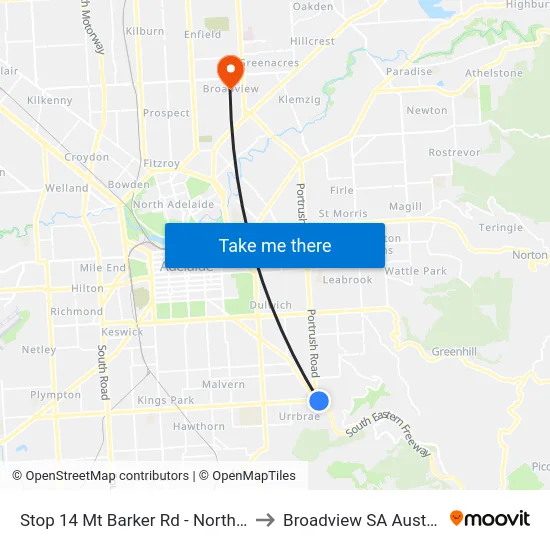 Stop 14 Mt Barker Rd - North side to Broadview SA Australia map