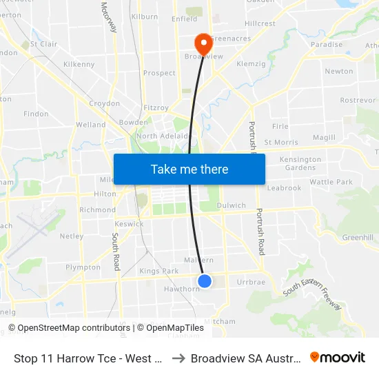 Stop 11 Harrow Tce - West side to Broadview SA Australia map