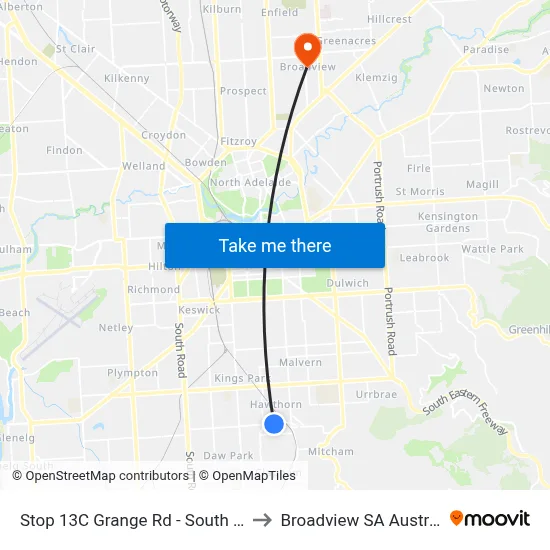 Stop 13C Grange Rd - South side to Broadview SA Australia map